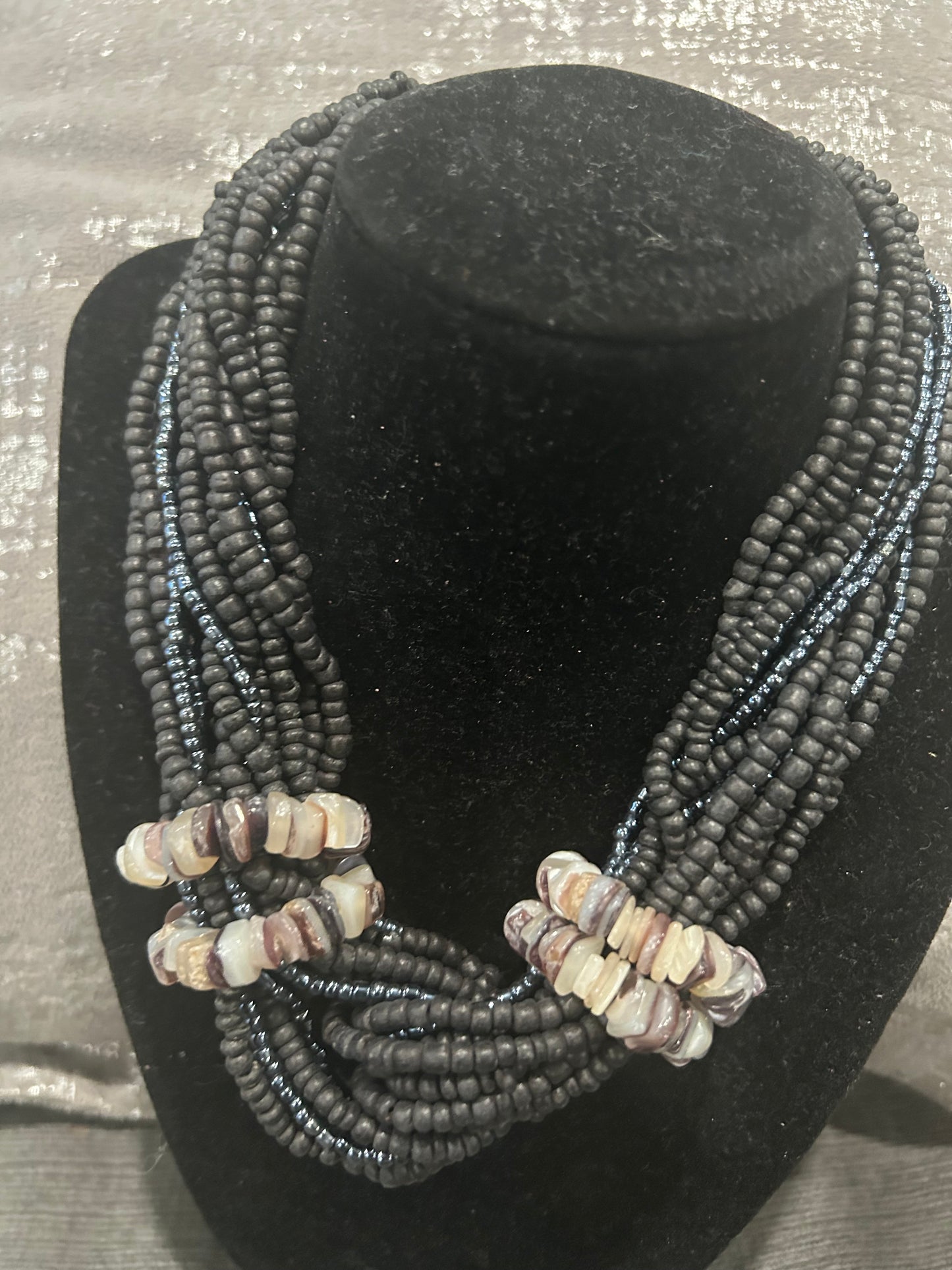 Beaded glass stone necklace