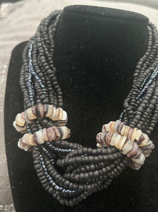 Beaded glass stone necklace